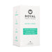 The Royal Condom Extra Large Vegan Condoms 20-Pack offers "Vegan Friendly," "Ultra Thin," and "Natural Feel" features. It contains 20 lubricated, natural latex condoms in a design of white with green and gray text.