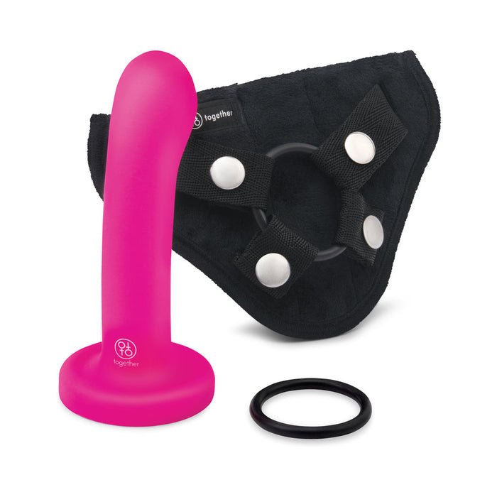 Pop Strap on Dildo & Harness Set in Pink Silicone - 5 inches