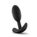 The Blush Anal Adventures Slim Vibra Weighted Plug - Small is a black silicone butt plug featuring a curved base designed for both safety and comfort. Ideal for long-term wear, it boasts a smooth, tapered shape that allows for easy insertion. Made from body-safe silicone with a matte and seamless finish, this plug ensures a sleek appearance and ease of cleaning.