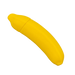 A Banana Emojibator Ultra Discreet First Time Bullet Vibrator from Dame Products, designed with a bright yellow, banana-shaped silicone case featuring a top seam for opening. The closed case mimics the texture of a real banana peel.