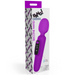 The image displays a boxed product named "Bang! First Time Wand Vibrator with Digital Display - Purple." The packaging features a picture of a rechargeable purple silicone wand vibrator with a digital screen showing "Mode 3." The box's design includes the brand name, XR Brands, and phrases such as "Ultra Powerful Vibration!