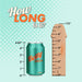 A can of Betty Soda, measuring 4.83 inches tall, is shown next to a wooden ruler with notches marking inches up to 7.5 inches. The ruler's top is rounded, resembling a bottle or a handle. Text at the top reads, "How long is it?" on a dotted background, almost conjuring thoughts of the Blush Bisexual Pride 7.5 Inch Silicone Suction Cup Dildo in its design.
