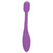 Introducing the Bliss Flex O Teaser Slim First Time G Spot Vibrator by CalExotics: a purple, elongated electronic device designed with a rounded tip at one end and a button on the larger, oval-shaped base. The smooth silicone surface and flexible design promise G-spot pleasure, while the intense vibration adds an extra layer of satisfaction.