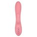 The California Dreaming Pasadena Player G-Spot Rabbit Vibrator by CalExotics is a pink, textured personal massager featuring a smooth central portion and three purple control buttons near the base. Designed with ergonomic contours for ease of use, this rabbit vibe also includes a g-spot arm for enhanced pleasure.