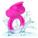 Clit Flicker Pink Silicone Vibrating Cock Ring with Tongues