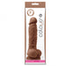 Packaging for a beginner-friendly, realistic silicone dildo by NS Novelties, featuring a lifelike, brown-colored phallic shape. The item is labeled "Colours Realistic 7 Inch Silicone Suction Cup Dildo - Milk Chocolate" and measures 7 inches. The package has a clear front panel and branding that includes "NS Novelties" and "Silicone.