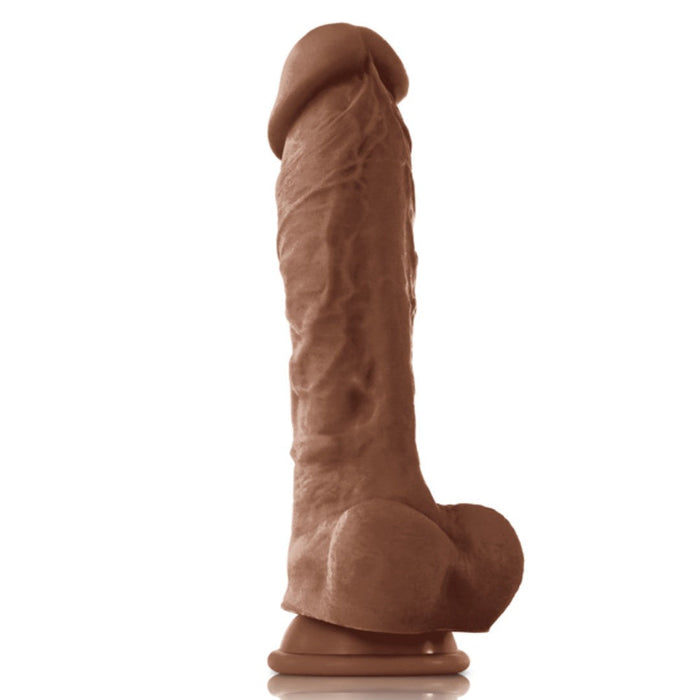 Colours Realistic 8 inch Silicone Dildo - Milk Chocolate