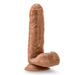 The Coverboy Derek the Bartender 7 Inch Uncut Dildo in Mocha from Blush is a realistic, flesh-toned dildo featuring detailed veining and lifelike skin texture. It comes equipped with a body-safe suction cup base, stands upright, and has a rounded tip designed to resemble a phallus.