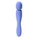 Introducing the Dame Com Ergonomic Waterproof Wand Vibrator in periwinkle by Dame Products: This body-friendly wand features a bulbous head and a slender, slightly curved handle made of medical-grade silicone. The handle includes two buttons near the base for control, offering intense clitoral stimulation within its smooth and minimalist design.