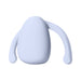 A 3D rendering of a light blue, abstract creature with an oval body and two long, curved arms hanging down. The head and body are combined, giving it a minimalistic and whimsical appearance similar to the Dame Eva Hands-Free Silicone Clitoral Vibrator in Ice Blue by Dame Products. There are no facial features or distinct details.