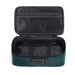 The Dorcel Lockable Discreet Emerald Green Storage Box by Lovely Planet is an open, rectangular travel bag with a black interior. It features a zippered mesh pocket in the lid and straps in the base for securing items. Additionally, it has a combination lock with dials and a latch on the front near the base—perfect for anyone needing a discreet storage solution for their travels.