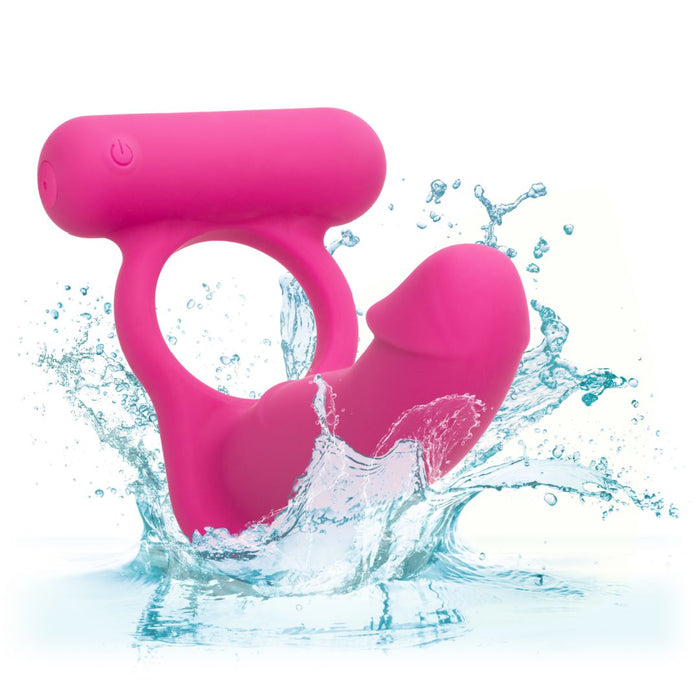 Double Diver Vibrating Pink Cock Ring for Double Penetration