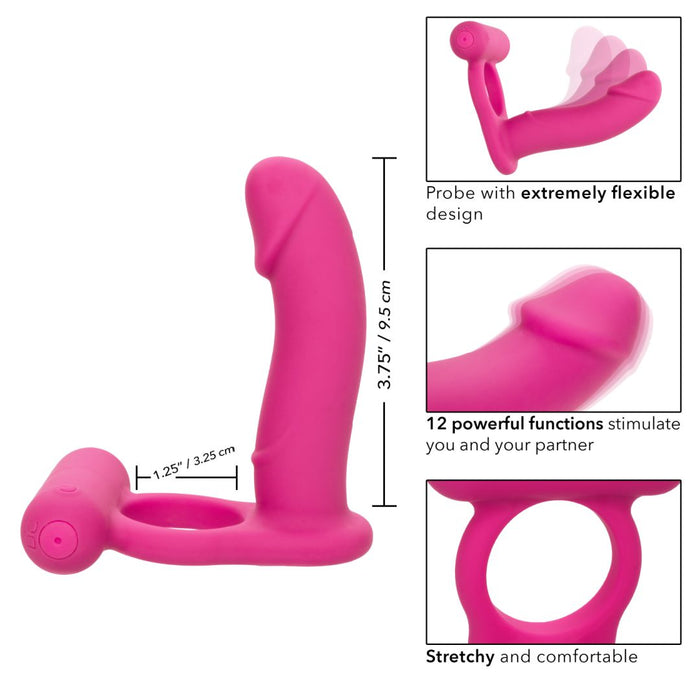 Double Diver Vibrating Pink Cock Ring for Double Penetration