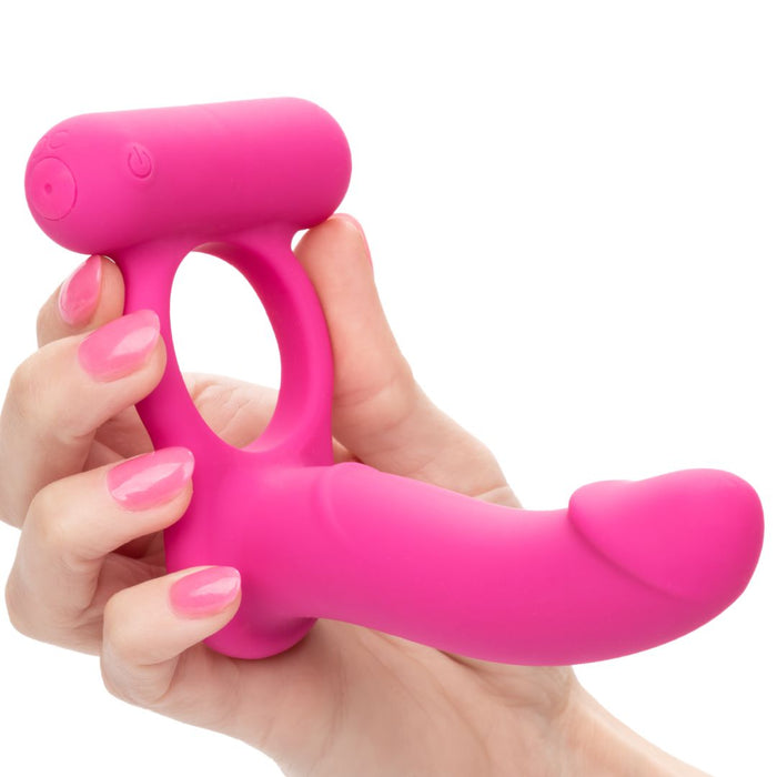 Double Diver Vibrating Pink Cock Ring for Double Penetration