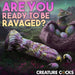 A fantasy-themed advertisement features a dragon-like creature with silicone eggs nestled in a nest. Nearby, there is a large, intricately designed toy called the Dragon Spawn Dragon Ovipositor Silicone Fantasy Role Play Dildo With Eggs from XR Brands that resembles a fictional creature's anatomy. The text on the image reads, "ARE YOU READY TO BE RAVAGED?" and "CREATURE COCKS".