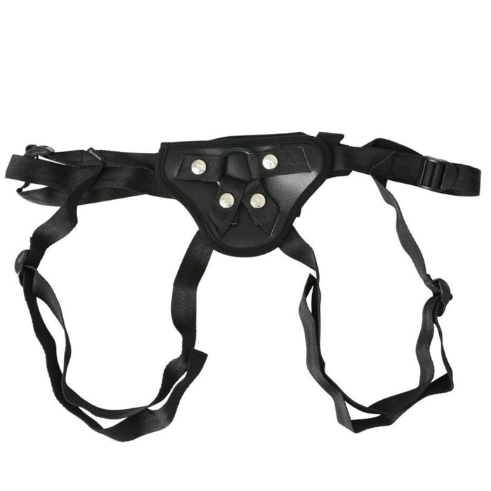 Ember Entry Level Adjustable Strap-on Harness - Black harness alone on a white background