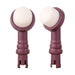 Two purple replacement earbud tips with white, rounded foam ends. The earbuds feature grooved bases and notched connectors for attachment. Perfectly compatible with the Eroscillator 2 Plus Top Deluxe Combo by Eroscillator for an optimal audio experience.