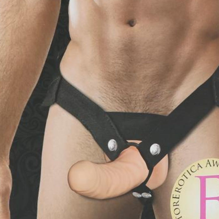 Everlaster Stud 6.5 Inch Hollow Dildo & Strap-on Harness - Vanilla