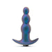 Introducing the Expedition Beaded Vibrating Silicone Butt Plug by Blush, this anal plug boasts a metallic sheen with a beaded design and a flared base for safe use. The body-safe silicone material is iridescent, showcasing captivating hues of blue, purple, and green.