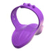 The Fantasy For Her Waterproof Purple Finger Vibrator by Pipedream Products is a sleek, purple wearable device featuring three raised buttons on top, a flexible band with adjustable strap holes, and a curved design. Made of smooth silicone material, this vibrator offers both comfort and functionality.