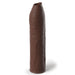 A tall cylindrical piece of chocolate, standing upright with a textured surface and slightly tapered top, reminiscent of the Fantasy Uncut 7 Inch Silicone Penis Extension in Chocolate by Pipedream Products.