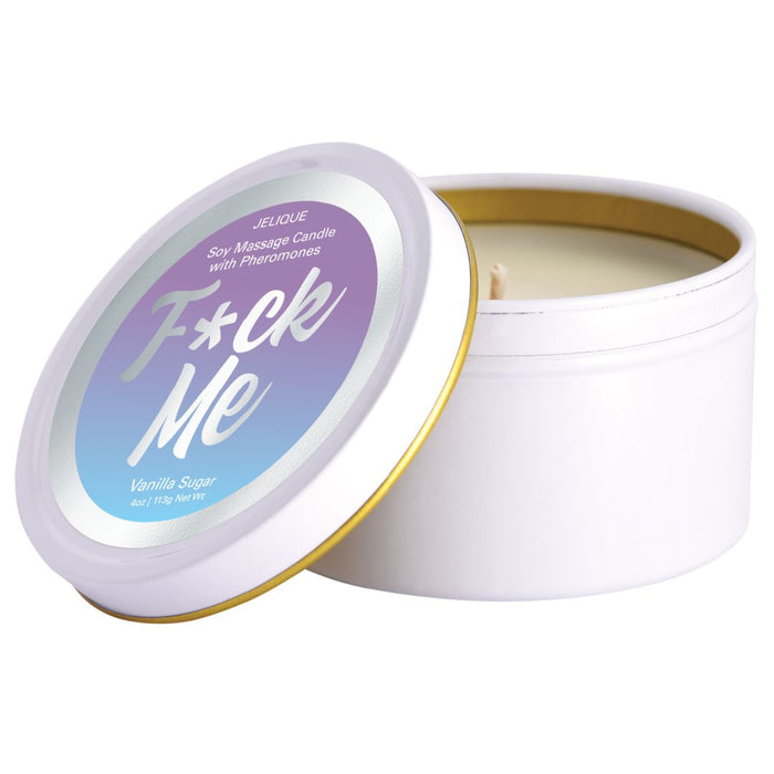 F*ck Me Pheromone Massage Candle - Vanilla Sugar Scent with lid off