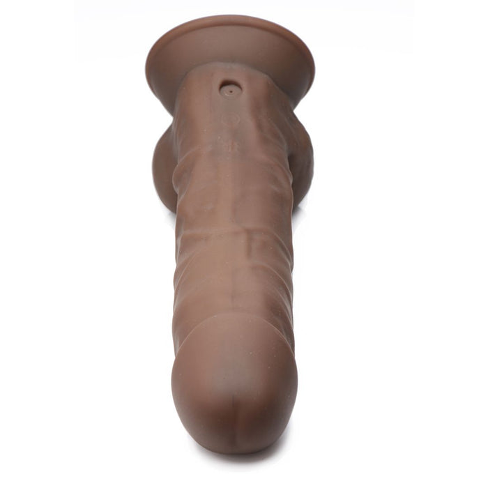 Fleshstixxx 8 Inch Vibrating Silicone Dildo with Balls - Chocolate