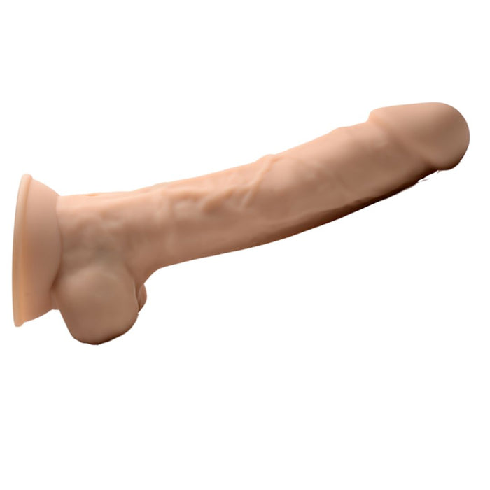 Fleshstixxx 8 Inch Vibrating Silicone Dildo with Balls - Vanilla