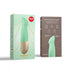 Two product boxes of the Fun Factory Sundaze Thrusting Vibrator - Pistachio, a green and beige sexual wellness device featuring thrusting motions. The front box displays the product image and brand name, while the back lists features and details. Both boxes stand against a plain white background.