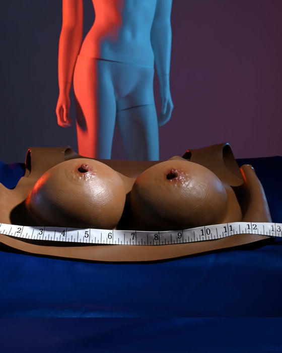 Gender X Wearable Silicone C Cup Breasts - Chocolate