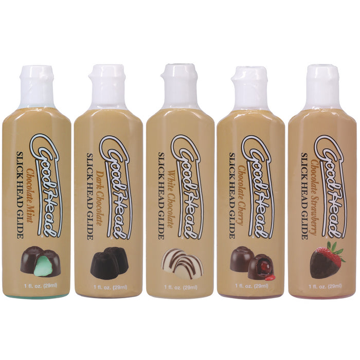 GoodHead Slick Head Assorted Chocolate Flavored Lubricants 5 pk individual bottles