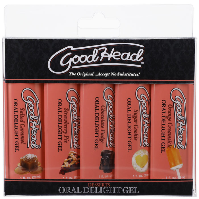 Goodhead Oral Delight Gel Dessert Flavors 5-pack for Oral Sex in packaging