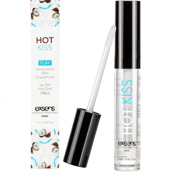 Exsens Coconut Hot Kiss Arousal Lip Gloss 7ml bottle and applicator