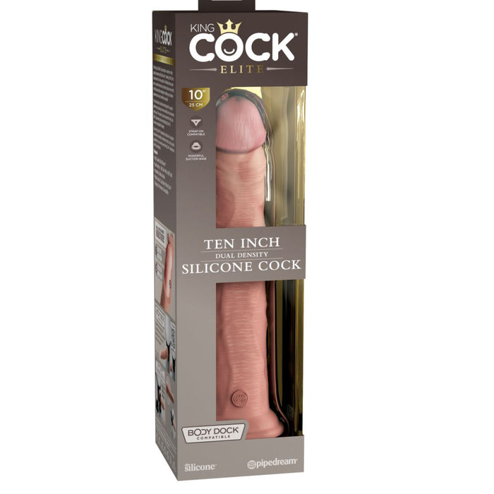 King Cock Elite 10" Silicone Dual Density Dildo - Vanilla