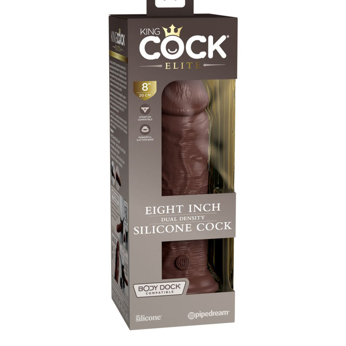 King Cock Elite 8" Silicone Dual Density Dildo - Chocolate