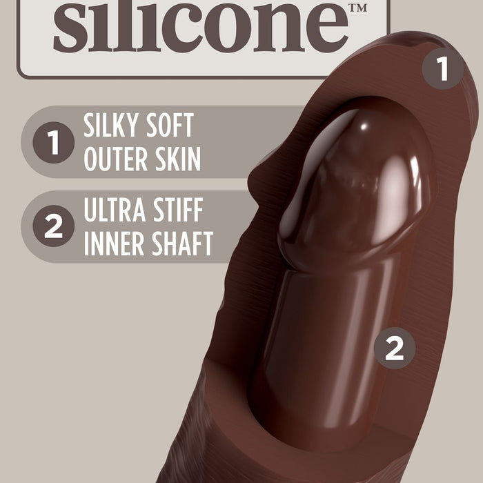 King Cock Elite 9" Vibrating Silicone Dual Density Dildo with Remote  - Chocolate