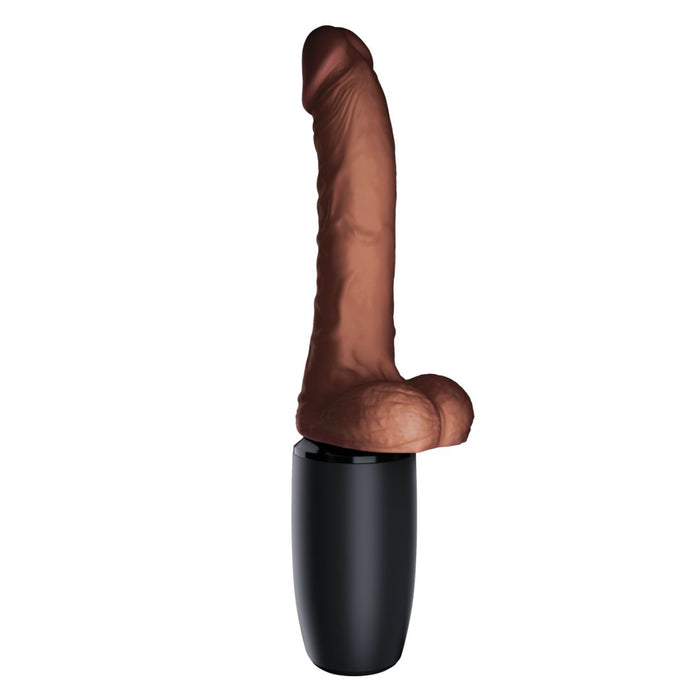 King Cock Plus 7.5 Inch Thrusting Heating Cock with Balls - Chocolate