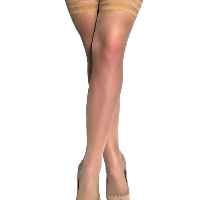 Kix'ies Jenny Silky Champagne Nude Thigh Highs (sizes A-D)