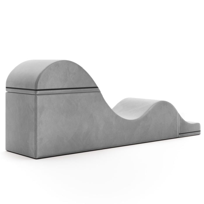 Sleek and modern Liberator Aria Chaise Sex Lounger - Grey on a white background.