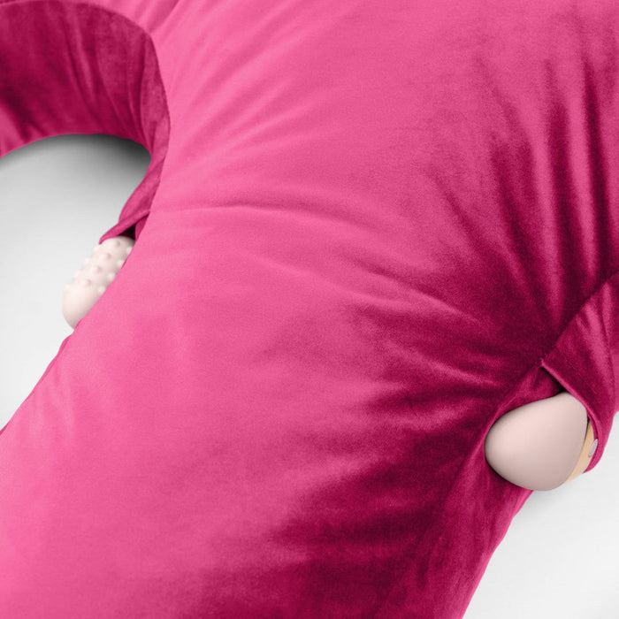 Liberator Arie Toy Mount Spooning Pillow - Pink close up of toy compartments 