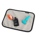 Liberator Fascinator Toy Pad Mini Waterproof Sex Blanket - Grey  with toys on it 