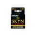 Box of **Lifestyles Skyn Large Polyisoprene (3 Pack)**, featuring "closest thing to wearing nothing" and "NEW larger size" text. The box contains three premium large polyisoprene condoms. Predominantly black and gold packaging with bold lettering, perfect for those seeking a large condom in non-latex material.