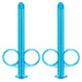 Two blue transparent CalExotics Lube Tube Lubricant Applicator sets of 2 standing upright against a white background.