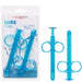 Packaging and product display of CalExotics Lube Tube Lubricant Applicator Set of 2 - Blue dispensing tubes with a convenient application design.