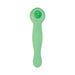 The Luscious Licker Double Ended Licking & G-Spot Vibrator by Nasstoys in mint green is a silky silicone tool featuring a circular opening at one end, designed for enhanced pleasure. The handle widens towards the base to ensure easy gripping during use.