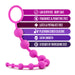 Image of the Luxe Beginner Ultra Slim Silicone Anal Beads by Blush, available in various colors. The set features 10 individual pink beads of increasing size connected by a flexible cord. Alongside the beads, text highlights product features: "Lab Certified - Body Safe, Fragrance & Paraffins Free, Latex & Phthalate Free, Platinum Cured Silicone, Satin Smooth.