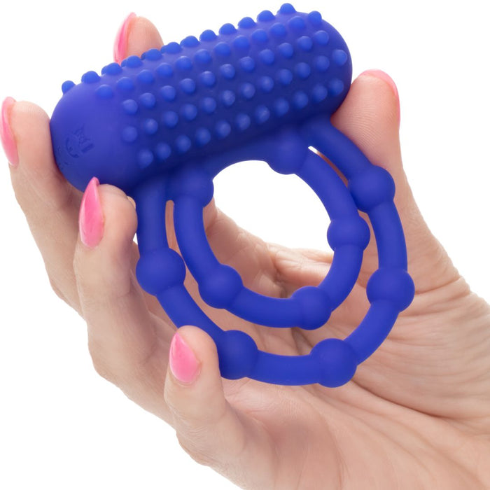 Maximus 10 Bead Vibrating Beginner Cock Ring for Couples - Blue