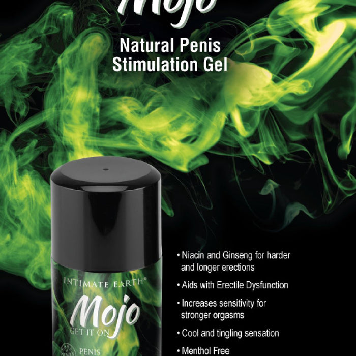 Mojo Penis Stimulating Gel by Intimate Earth 1 oz with benefits listed