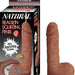 Natural Realskin Squirting Dildo 7 Inch - Chocolate against a white background next to the box