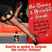 A person wearing black stockings and black high heels with red soles is reclining on an orange couch. A bottle of Naughty Jane's Creamy Cum Sex Sauce Lubricant by XR Brands is on the floor. The text reads: "Non-Staining & Unscented Formula, easily clean-up the aftermath of those passionate evenings! Reapply as needed to maintain that perfect slickness!